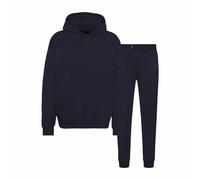 BRAVE SOUL Blank Tracksuit Hoodie & Joggers Set-Navy-Small