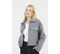 Brave Soul Boucle Faux Wool Jacket In Grey Grey 16