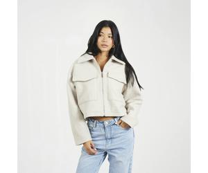 Brave Soul Boucle Faux Wool Jacket - Light Grey - Light Grey - 14
