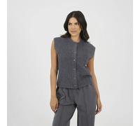 Brave Soul Boucle Knitted Waistcoat - Charcoal - Charcoal - L