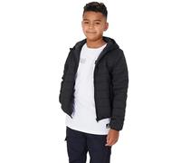 BRAVE SOUL Boy's Puffer Jacket with Hood Lightweight Winter Jacket comfortable black jackets for Boys, Black Colour, Size- 11-12 Years