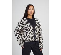Brave Soul Button Through Animal Print Jacquard Knit Cardigan In Camel Camel XS