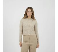 Brave Soul Women's Button Through Boucle Cardigan in Beige | Size: Large Brave Soul Beige L