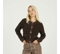 Brave Soul Button Through Boucle Cardigan - Chocolate - Chocolate - M