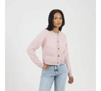 Brave Soul Button Through Boucle Cardigan - Pink - Pink - L