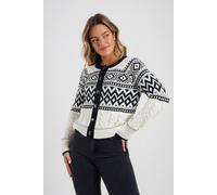Brave Soul Button Through Fairisle Cable Knit Cardigan In Cream Cream XS