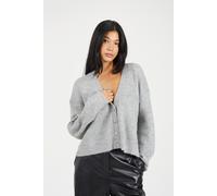 Brave Soul Button Through Soft Knit Cardigan In Grey Grey XS