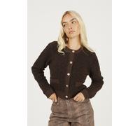 Brave Soul Button Through Boucle Cardigan - Chocolate - Chocolate - XS