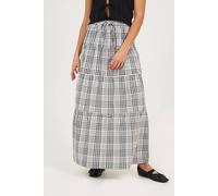 Brave Soul Check Tiered Maxi Skirt In Brown Brown XL