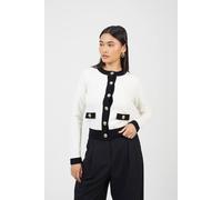 Brave Soul Classic Round Neck Cardigan In Cream Cream S