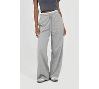 Brave Soul Women's Contrast Double Waistband Wide Leg Joggers in Grey | Size: XL Brave Soul Grey XL