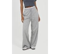 Brave Soul Women's Contrast Double Waistband Wide Leg Joggers in Grey | Size: Large Brave Soul Grey L