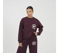 Brave Soul Women's Contrast Stripe Panel Crew Neck Sweatshirt in Burgundy | Size: Small Brave Soul Burgundy S