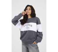 Brave Soul Contrast Stripe Panel Crew Neck Sweatshirt In Charcoal Charcoal S