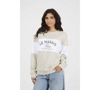 Brave Soul Contrast Stripe Panel Crew Neck Sweatshirt In Stone Stone S