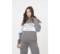 Brave Soul Women's Contrast Stripe Panel Crew Neck Sweatshirt in Grey | Size: Medium Brave Soul Grey M