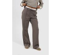 Brave Soul Contrast Waistband Tailored Trousers In Chocolate Chocolate S