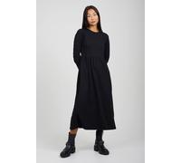 Brave Soul Cotton Long Sleeve Midi Smock Dress In Black Black XS
