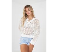 Brave Soul Cotton Open Knit Jumper In Cream Cream XS