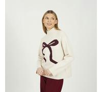 Brave Soul Crew Neck Bow Knitted Jumper - Ivory - Ivory - L