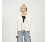 Brave Soul Crew Neck Cable Knit Cardigan With Bow - Cream - Cream - M