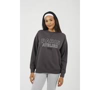 Brave Soul Crew Neck Embroidered Sweatshirt In Charcoal Charcoal M
