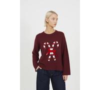Brave Soul Crew Neck Sequin Graphic Christmas Jumper In Wine Wine XL