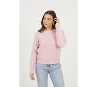 Brave Soul Women's Crew Neck Jumper With Jewel Bow Detail in Pink | Size: Large Brave Soul Pink L