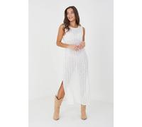 Brave Soul Crochet Knit Sleeveless Maxi Dress In Off White Off White XL