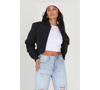 Brave Soul Cropped Bomber Jacket In Black Black 12