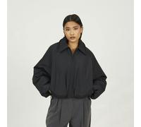 Brave Soul Cropped Oversized Raglan Sleeve Padded Jacket - Black - Black - 14