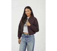 Brave Soul Women's Diamond Quilted Bomber Jacket in Burgundy | Size: 14 Brave Soul Burgundy 14