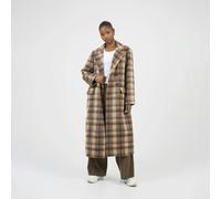 Brave Soul Women's Double Breasted Faux Wool Maxi Check Coat in Brown | Size: 12 Brave Soul Brown 12