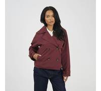 Brave Soul Women's Double Breasted Short Trench Coat in Burgundy | Size: 12 Brave Soul Burgundy 12