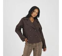 Brave Soul Womens Double Breasted Short Mac 12 (M) Brown