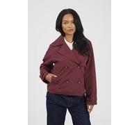 Brave Soul Women's Double Breasted Short Trench Coat in Burgundy | Size: 14 Brave Soul Burgundy 14