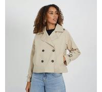 Brave Soul Double Breasted Short Trench Coat - Stone - Stone - 14