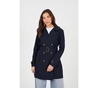 Brave Soul Women's Double Breasted Belted Trench Coat in Navy | Size: 10 Brave Soul Navy 10