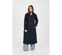 Brave Soul Double-Breasted Longline Trench Coat In Navy Navy 8