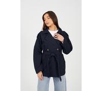 Brave Soul Double Breasted Womens Short Mac with Tie Belt - - Size: 16