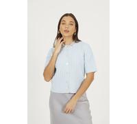 Brave Soul Embellished Crew Neck Cable Knit Cardigan In Blue Blue L