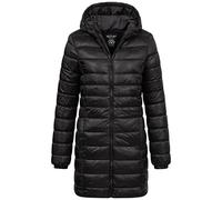 BRAVE SOUL Everett Women's Fashion Long Quilted Jacket, Schwarz, XS