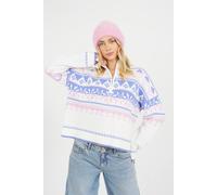 Brave Soul Fairisle Half Zip Christmas Jumper In White White L