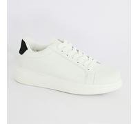 Brave Soul Faux Leather Chunky Sole Lace Up Trainer - White - White - 7