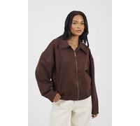 Brave Soul Faux Suede Bomber Jacket In Chocolate Chocolate 14