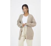 Brave Soul Fisherman Knit Dropped Shoulder Cardigan In Taupe Taupe L