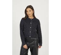 Brave Soul Fluffy Tinsel Knit Cardigan In Navy Navy XS