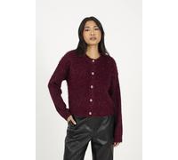 Brave Soul Fluffy Tinsel Knit Cardigan - Wine - Wine - S
