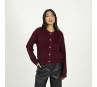 Brave Soul Fluffy Tinsel Knit Cardigan - Wine - Wine - M
