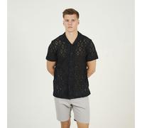 Brave Soul Geometric Crochet Short Sleeve Shirt - Black - Black - XXL